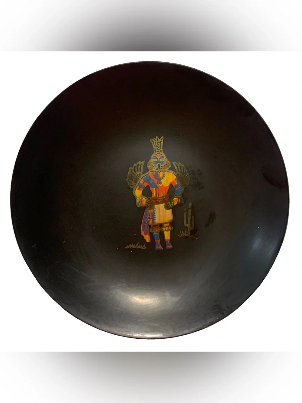 Vintage Couroc of California Inlaid Hopi Hummingbird Kachina Serving Bowl
